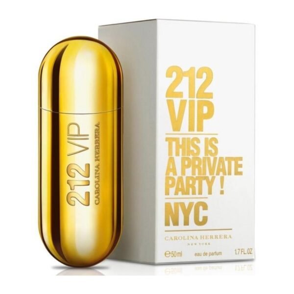 Botella dorada de perfume 212 Vip Carolina Herrera 80 Ml Para Mujeres EDP